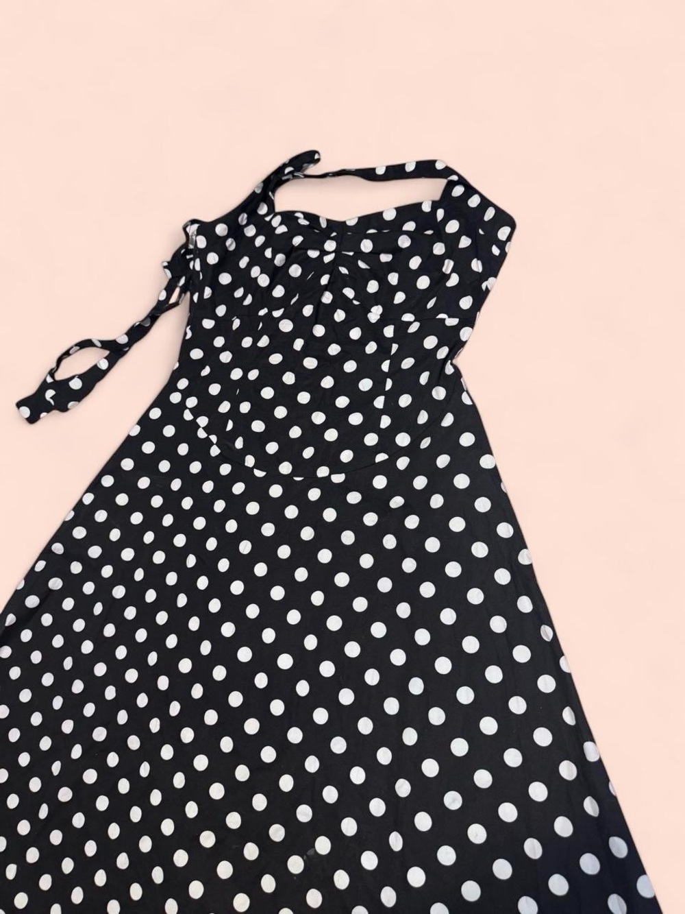Chic Star Retro Black and White Polka Dot Halter Dress